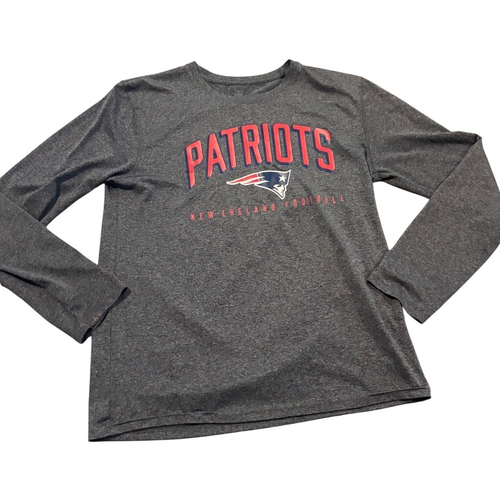 New‎ England Patriots Youth XL Long Sleeve Shirt Gray NFL Football Logo EUC